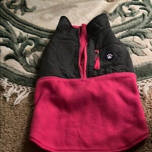 Cozy Pink and Gray Dog Vest with Paw Patch